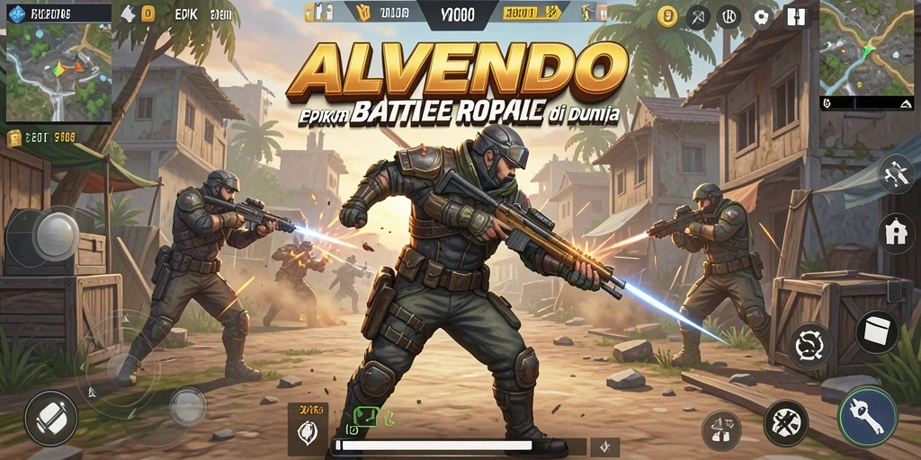 Gameplay seru di arena Battle Royale ALVENDO.