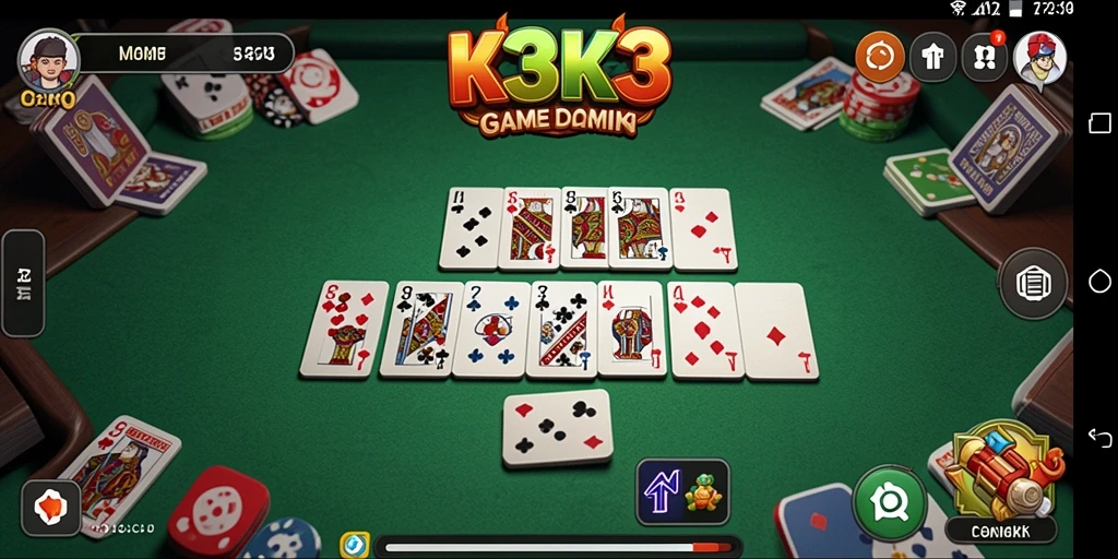 Tampilan gameplay seru K3K3 saat bermain domino.