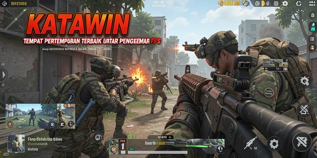 Tampilan gameplay seru dalam KATAWIN yang menawarkan pertempuran FPS mendebarkan.