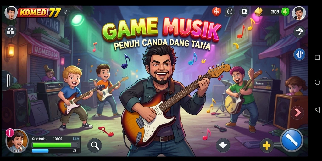 Screenshot KOMEDI77 menunjukkan gameplay seru dan penuh tawa.