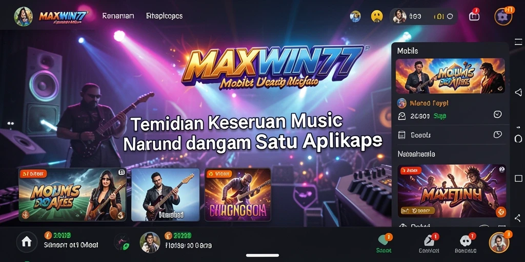 Tampilan gameplay aplikasi MAXWIN77 yang penuh semangat musik.