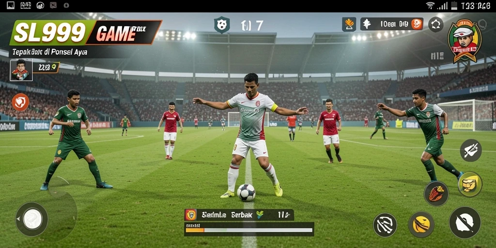 Tampilan aksi sepak bola yang mendebarkan dalam gameplay SL999.